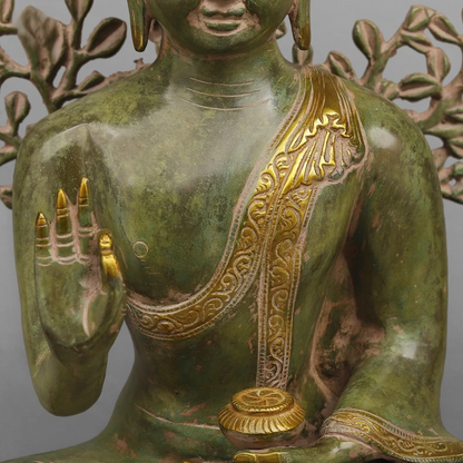 Brassaura® Brass Buddha With Tree Statue | Height 20 Inches
