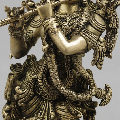 Brassaura® Brass Krishna Statue | Height 14 Inches