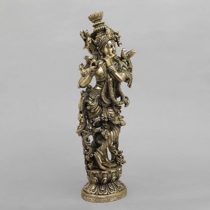 Brassaura® Brass Krishna Statue | Height 14 Inches