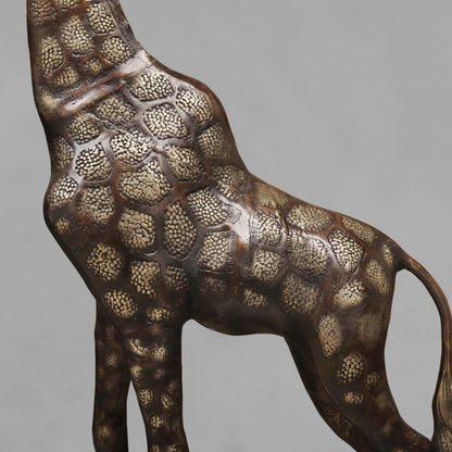 Brassaura® Brass Giraffe Standing Statue Set | Copper Finish Wildlife Décor | Height 52 Inches & Weight 42 Kgs