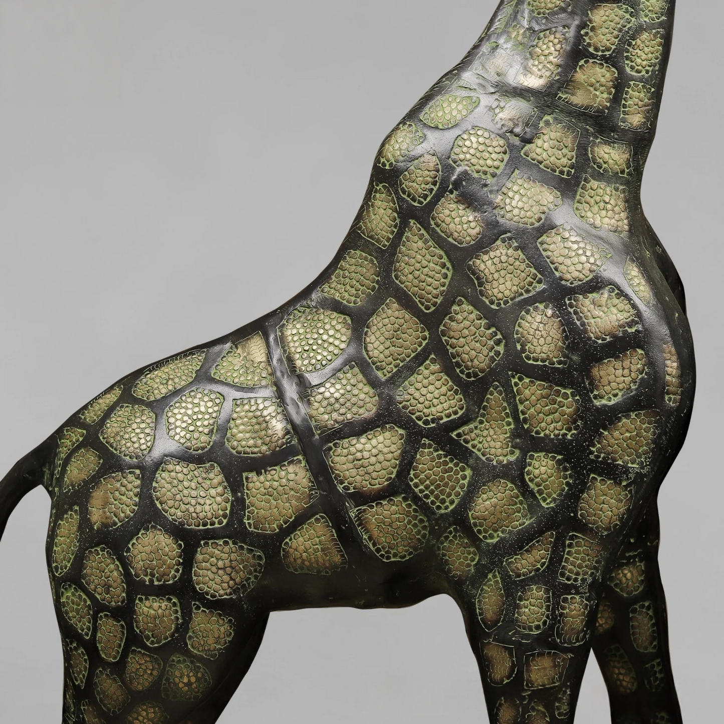 Brassaura® Brass Giraffe Standing Statue Set | Black Green Finish Wildlife Décor | Height 52 Inches & Weight 43.14 Kgs
