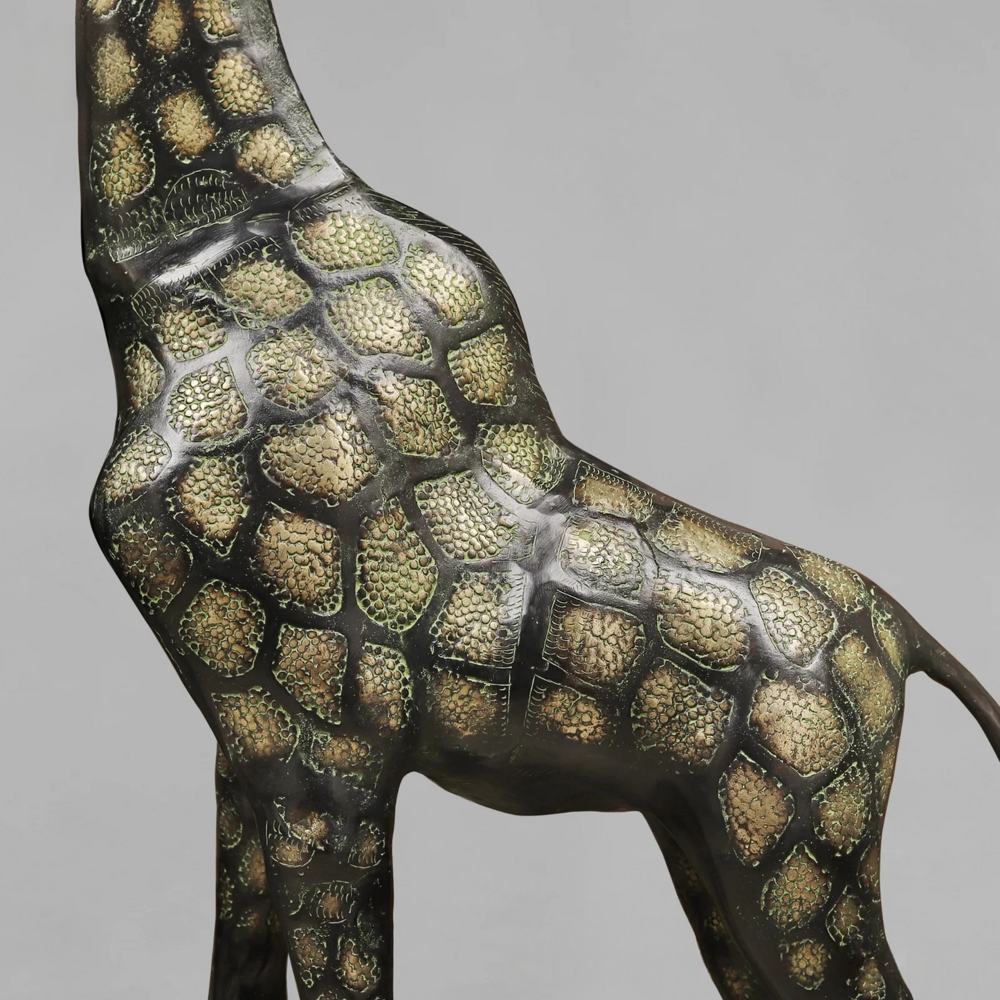 Brassaura® Brass Giraffe Standing Statue Set | Black Green Finish Wildlife Décor | Height 52 Inches & Weight 43.14 Kgs