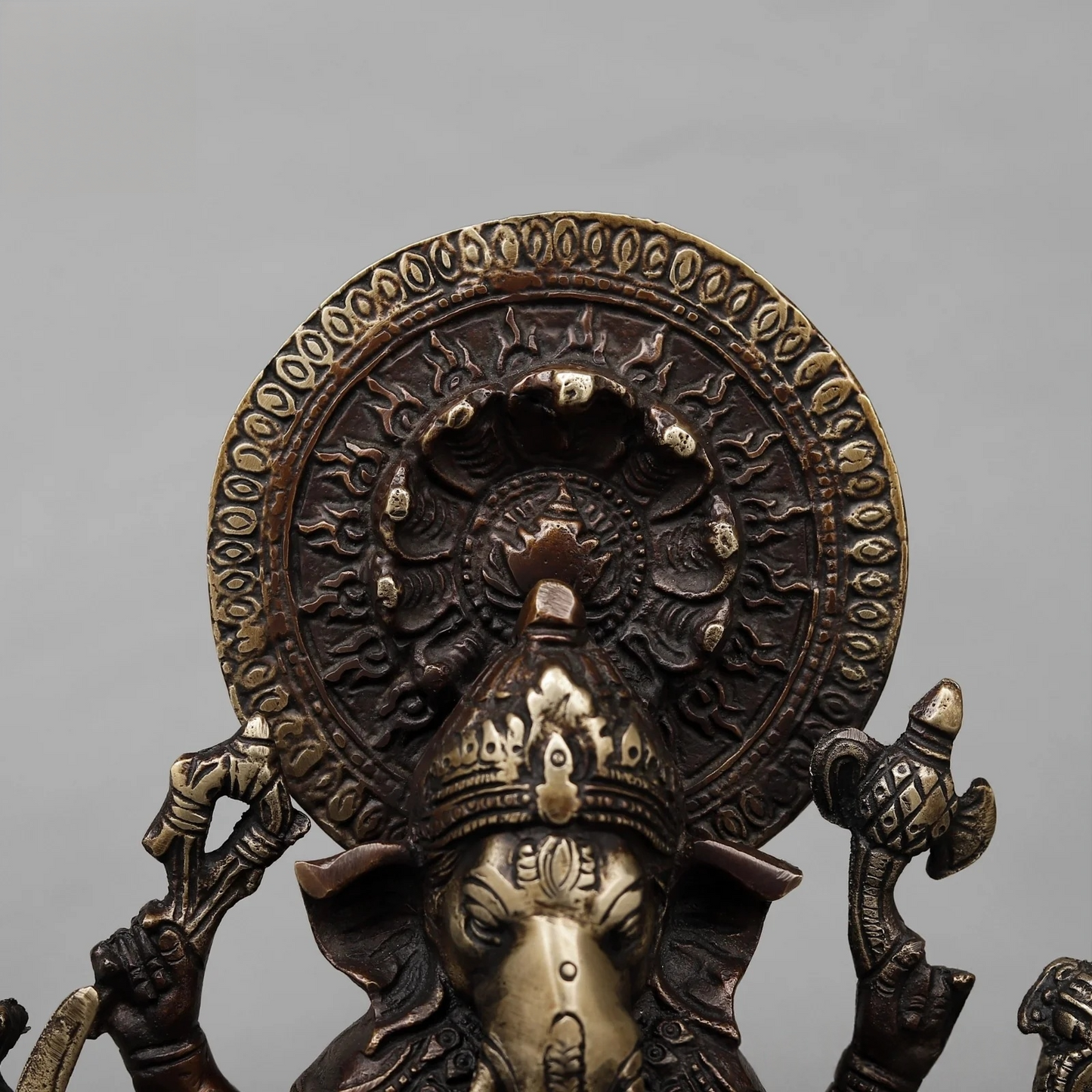 Brassaura® Raksha Ganesh Statue | Antique Copper Finish Brass Sculpture | Height 11 Inches & Weight 3.52 Kgs