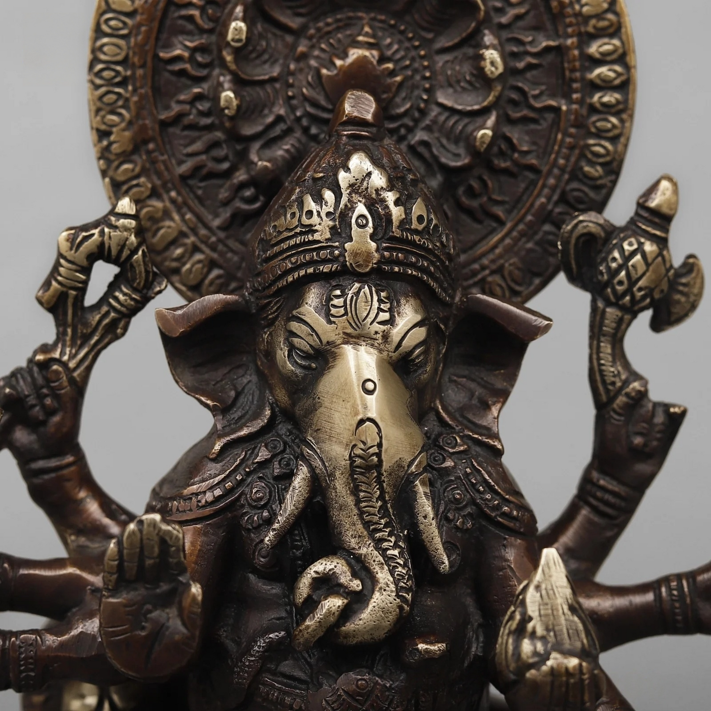 Brassaura® Raksha Ganesh Statue | Antique Copper Finish Brass Sculpture | Height 11 Inches & Weight 3.52 Kgs