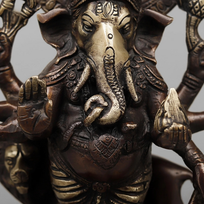 Brassaura® Raksha Ganesh Statue | Antique Copper Finish Brass Sculpture | Height 11 Inches & Weight 3.52 Kgs