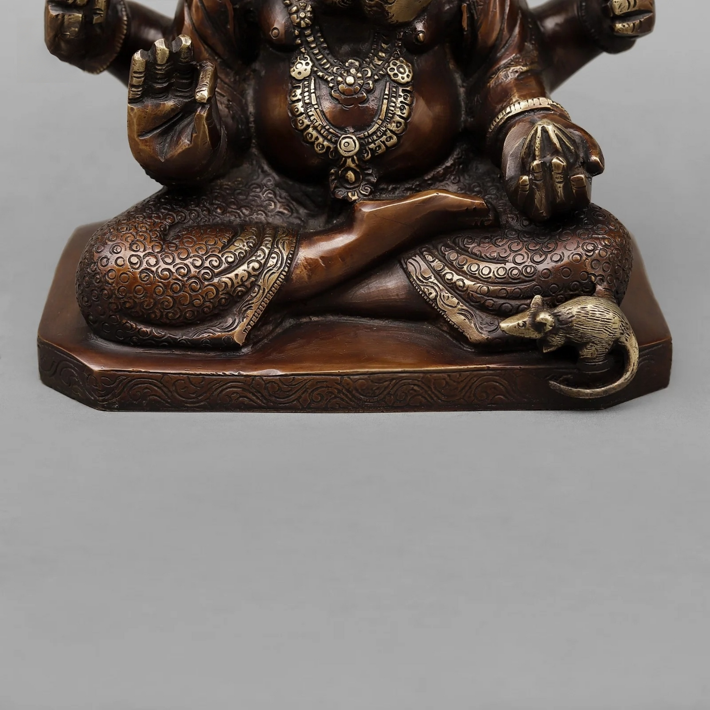 Brassaura® Seated Lord Ganesha Statue | Antique Copper Finish Brass Sculpture | Height 9 Inches & Weight 5.46 Kgs