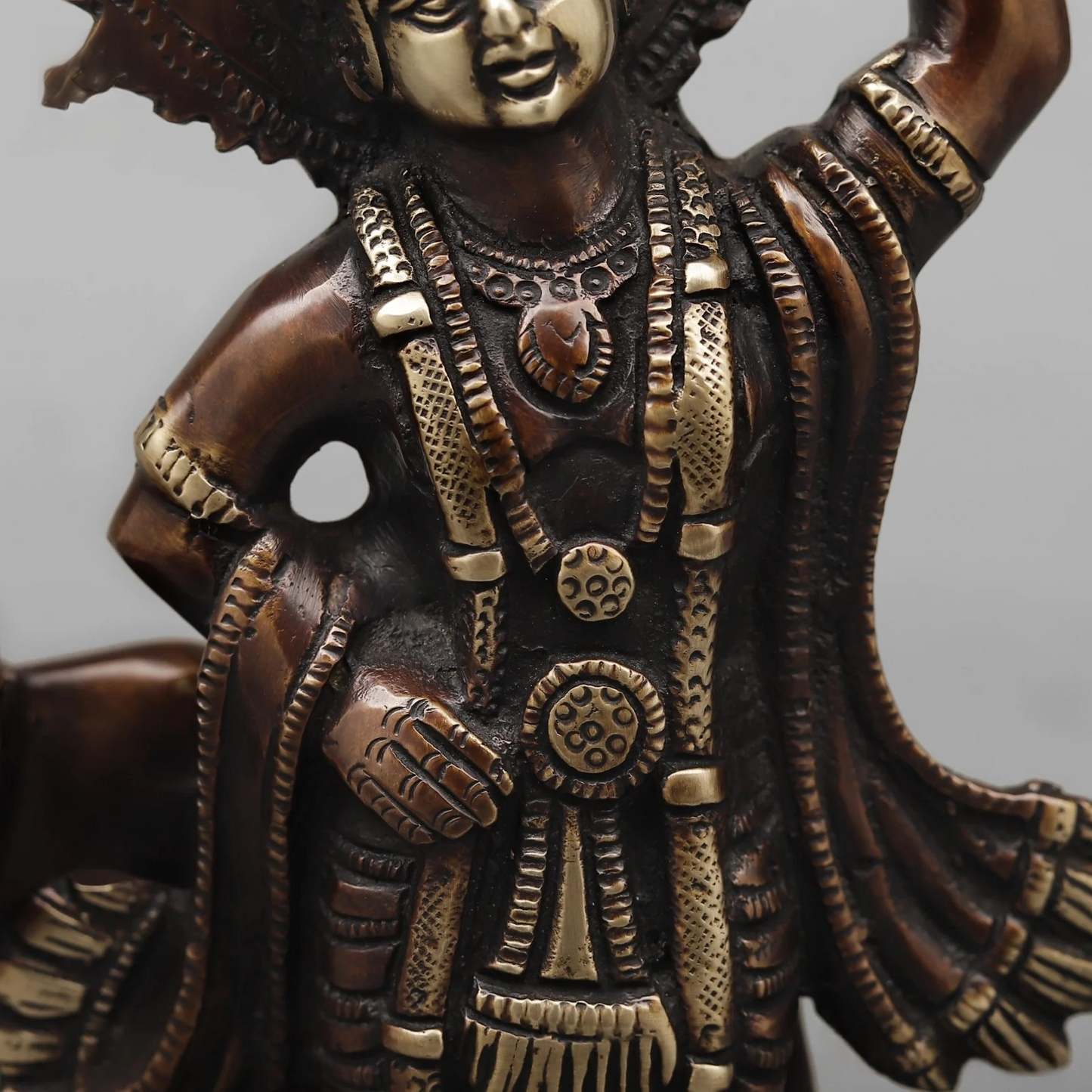 Brassaura® Lord Krishna with Cow Statue | Antique Copper Finish Brass Sculpture | Height 10 Inches & Weight 2.32 Kgs