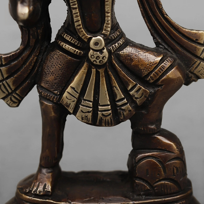 Brassaura® Flying Hanuman Brass Statue with Sanjeevani Mountain | Antique Finish | Height 7 Inches & Weight 1.2 Kgs