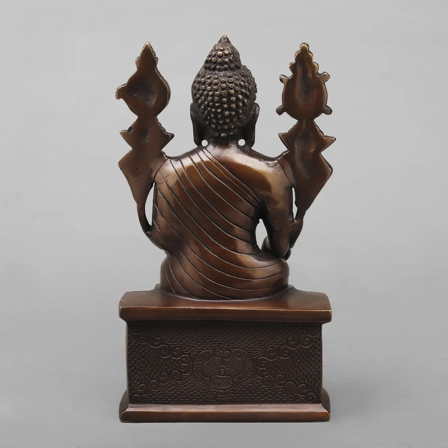 Brassaura® Seated Buddha Brass Statue on Throne | Antique Rustic Finish | Height 10 Inches & Weight 3.02 Kgs