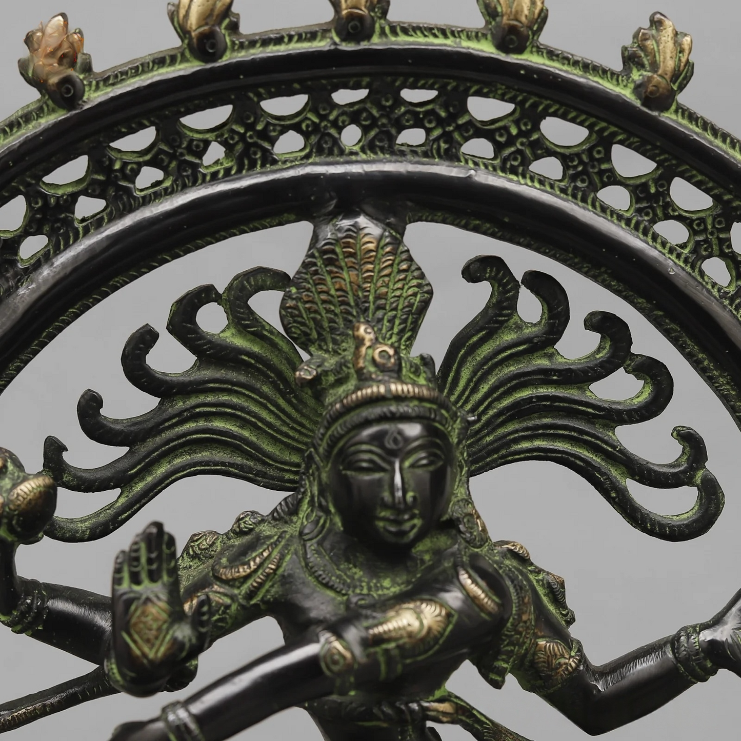 Brassaura® Nataraja Dancing Shiva Brass Statue | Green Antique Patina Finish | Height 14 Inches & Weight 3.9 Kgs