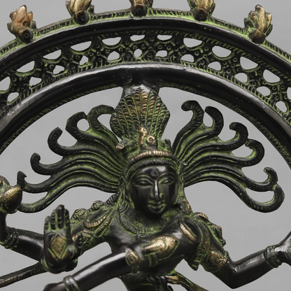 Brassaura® Nataraja Dancing Shiva Brass Statue | Green Antique Patina Finish | Height 14 Inches & Weight 3.9 Kgs