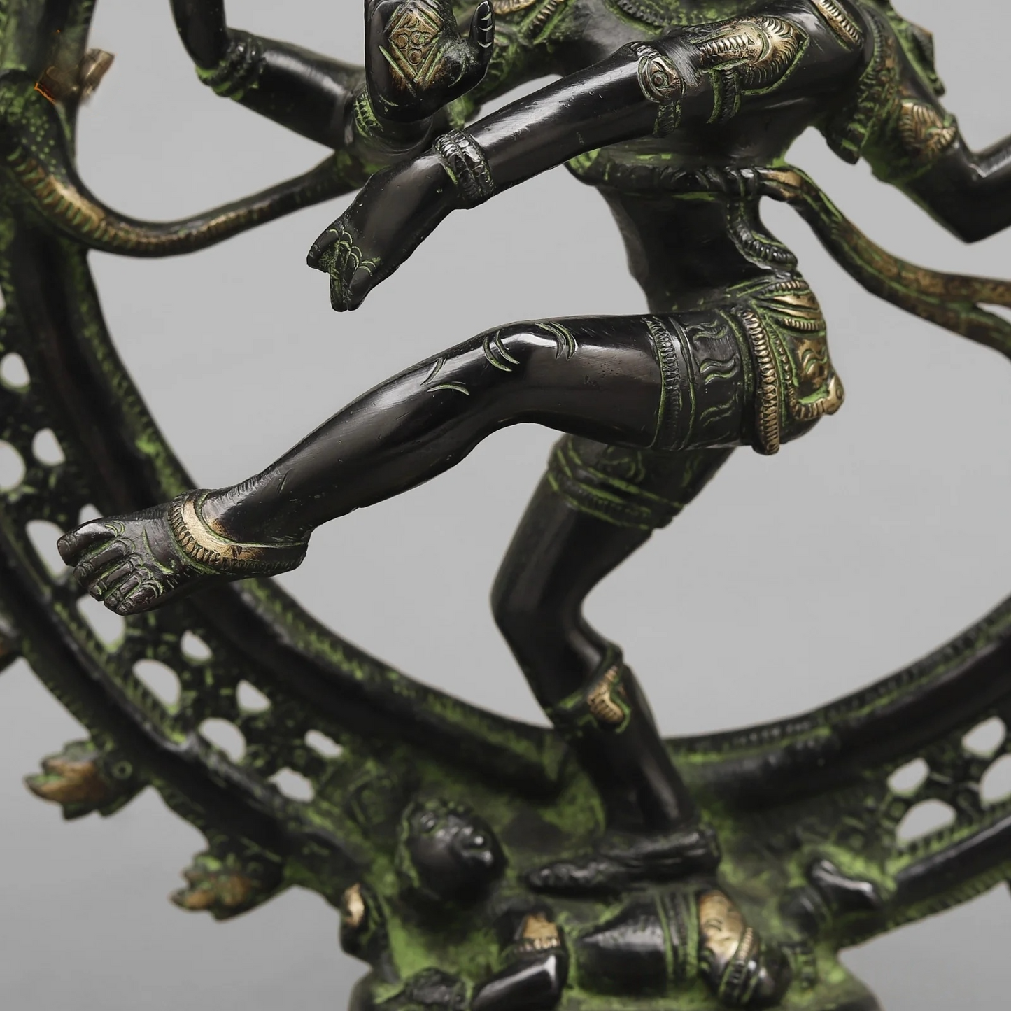 Brassaura® Nataraja Dancing Shiva Brass Statue | Green Antique Patina Finish | Height 14 Inches & Weight 3.9 Kgs