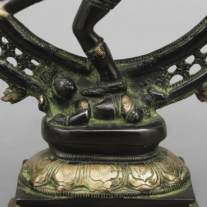 Brassaura® Nataraja Dancing Shiva Brass Statue | Green Antique Patina Finish | Height 14 Inches & Weight 3.9 Kgs