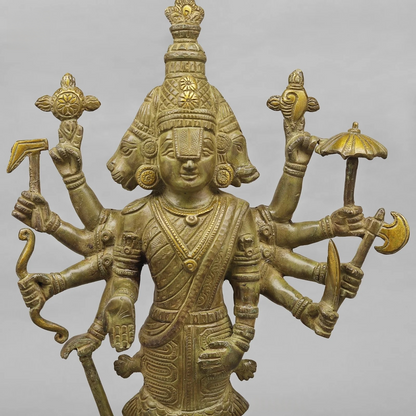 Brassaura® Dasavatara Brass Statue with Green Patina Finish | Divine Ten Incarnations of Vishnu | Height 16.5 Inches & Weight 5.6 Kgs