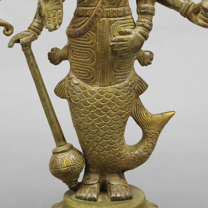 Brassaura® Dasavatara Brass Statue with Green Patina Finish | Divine Ten Incarnations of Vishnu | Height 16.5 Inches & Weight 5.6 Kgs