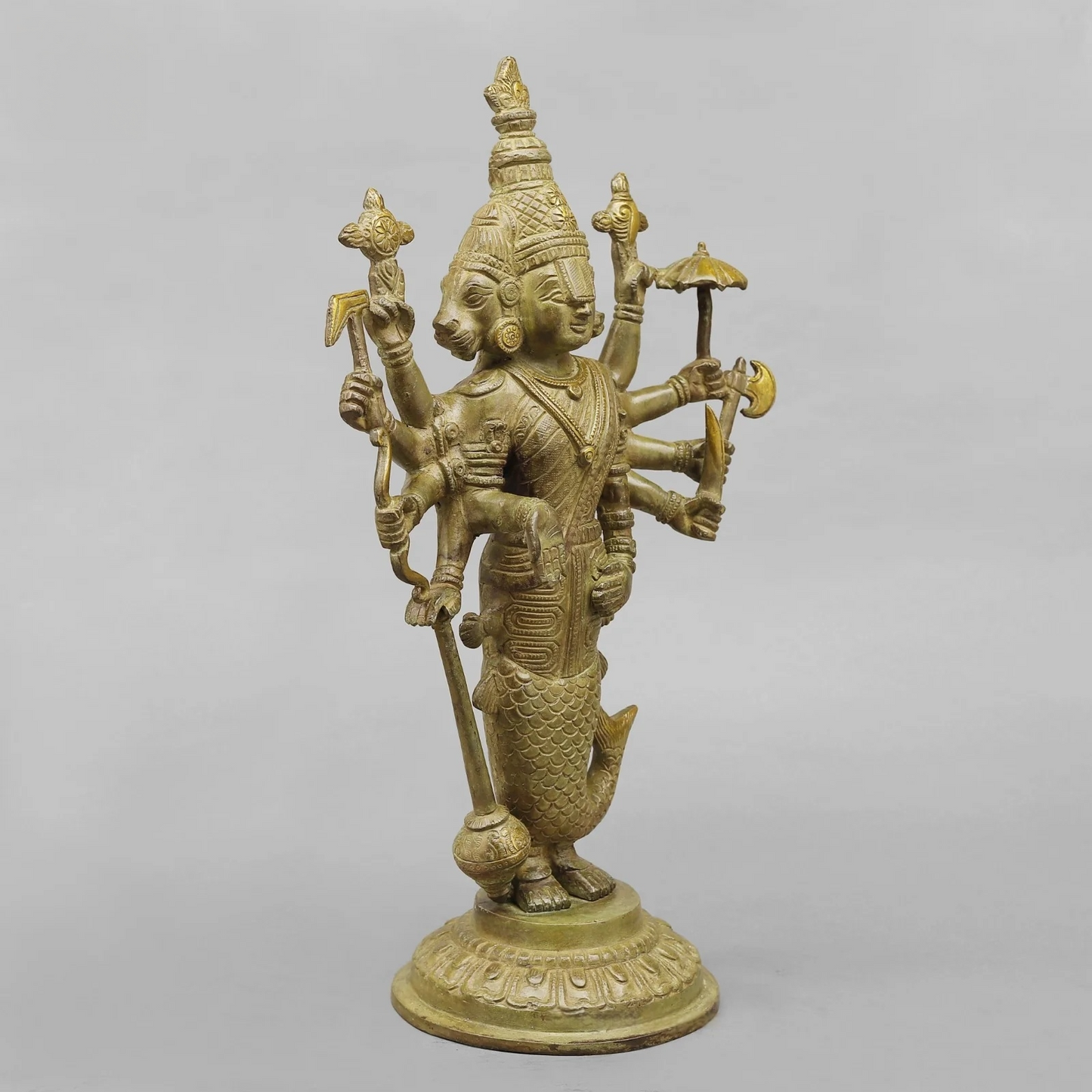 Brassaura® Dasavatara Brass Statue with Green Patina Finish | Divine Ten Incarnations of Vishnu | Height 16.5 Inches & Weight 5.6 Kgs