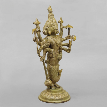 Brassaura® Dasavatara Brass Statue with Green Patina Finish | Divine Ten Incarnations of Vishnu | Height 16.5 Inches & Weight 5.6 Kgs