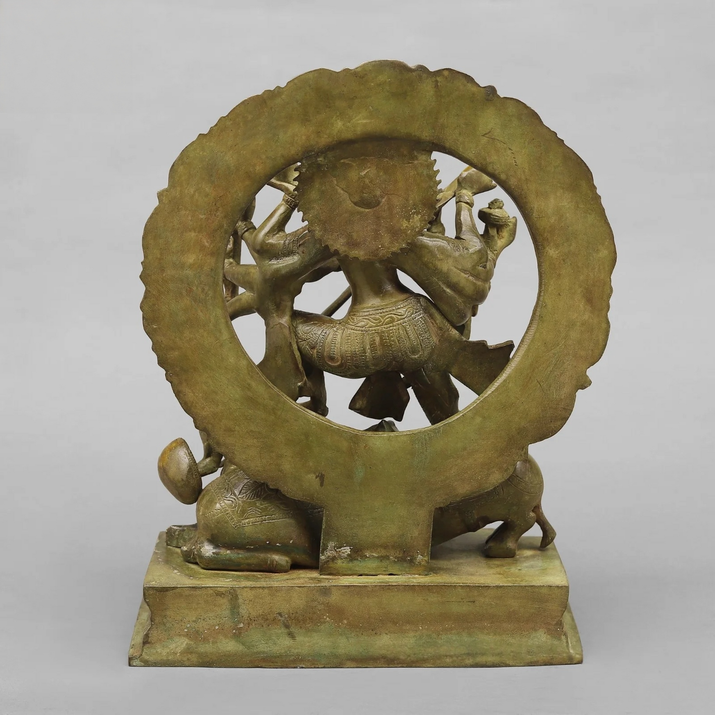 Brassaura® Goddess Durga Slaying Mahishasura Brass Statue | Mahishasura Mardini Form | Height 12.5 Inches & Weight 8.02 Kgs