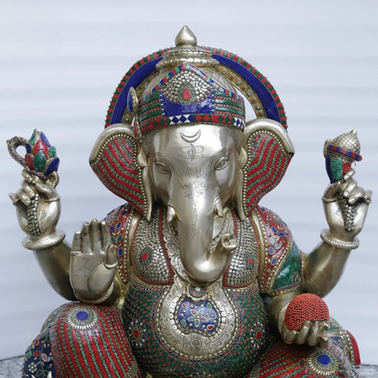 ब्रासोरा® वृंदावन वेणुगोपाल कृष्ण पीतल की प्रतिमा मोर के साथ | एंटीक नीला और सुनहरा रंग | ऊँचाई 20 इंच