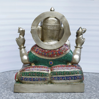 ब्रासोरा® वृंदावन वेणुगोपाल कृष्ण पीतल की प्रतिमा मोर के साथ | एंटीक नीला और सुनहरा रंग | ऊँचाई 20 इंच