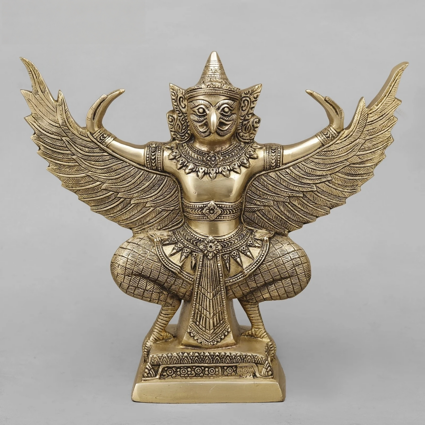 Brassaura® Garuda Dev Brass Statue | Divine Eagle Mount of Lord Vishnu | Height 12 Inches & Weight 6.86 Kgs