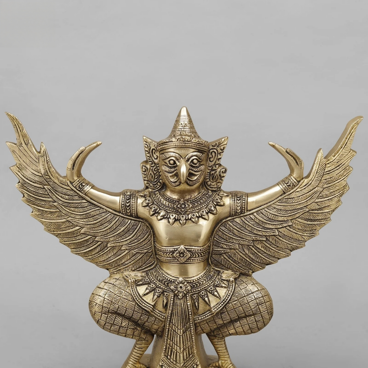 Brassaura® Garuda Dev Brass Statue | Divine Eagle Mount of Lord Vishnu | Height 12 Inches & Weight 6.86 Kgs