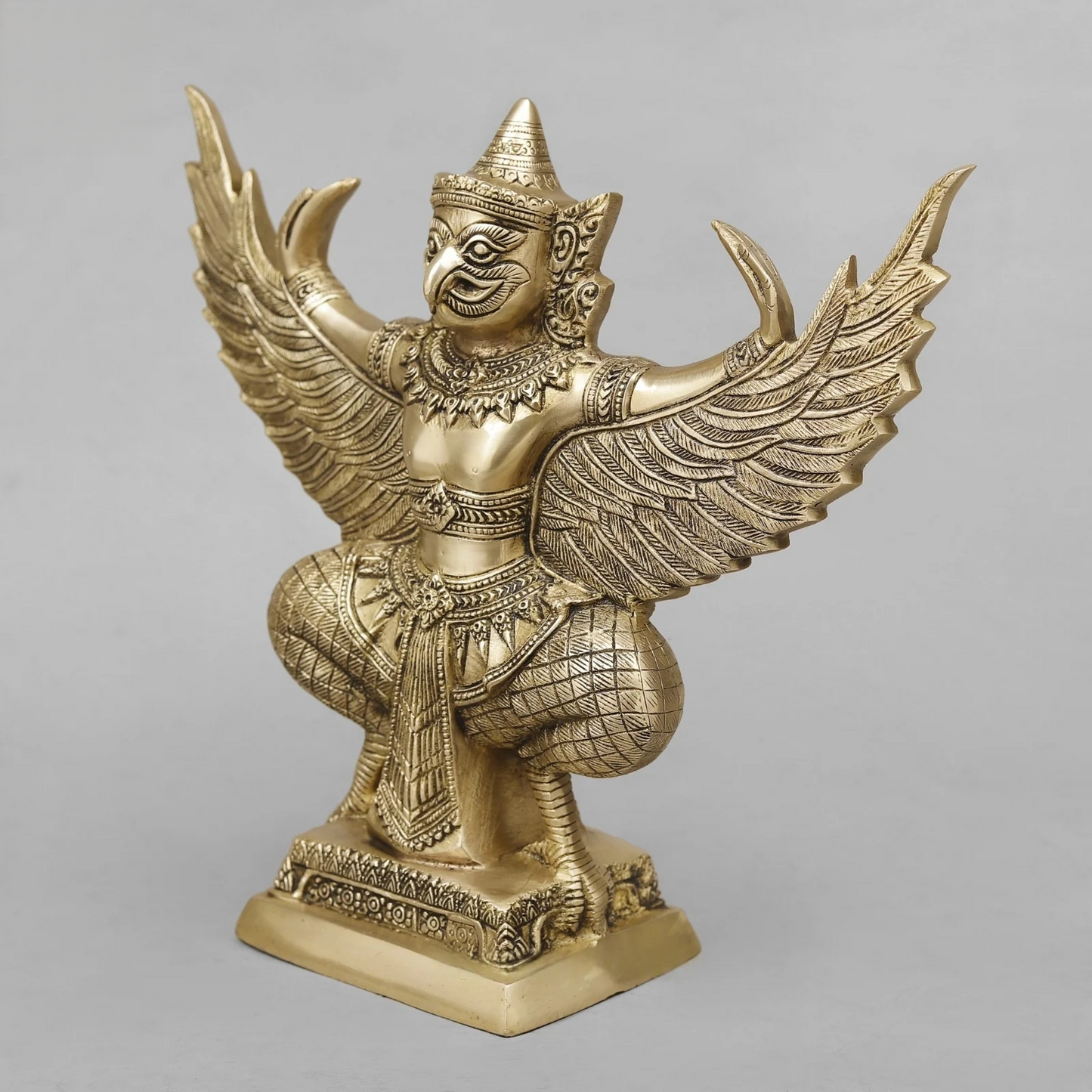 Brassaura® Garuda Dev Brass Statue | Divine Eagle Mount of Lord Vishnu | Height 12 Inches & Weight 6.86 Kgs