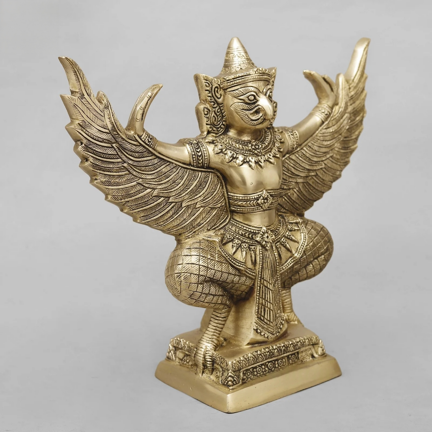 Brassaura® Garuda Dev Brass Statue | Divine Eagle Mount of Lord Vishnu | Height 12 Inches & Weight 6.86 Kgs