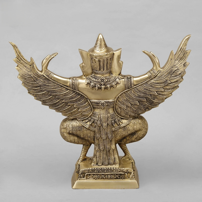 Brassaura® Garuda Dev Brass Statue | Divine Eagle Mount of Lord Vishnu | Height 12 Inches & Weight 6.86 Kgs