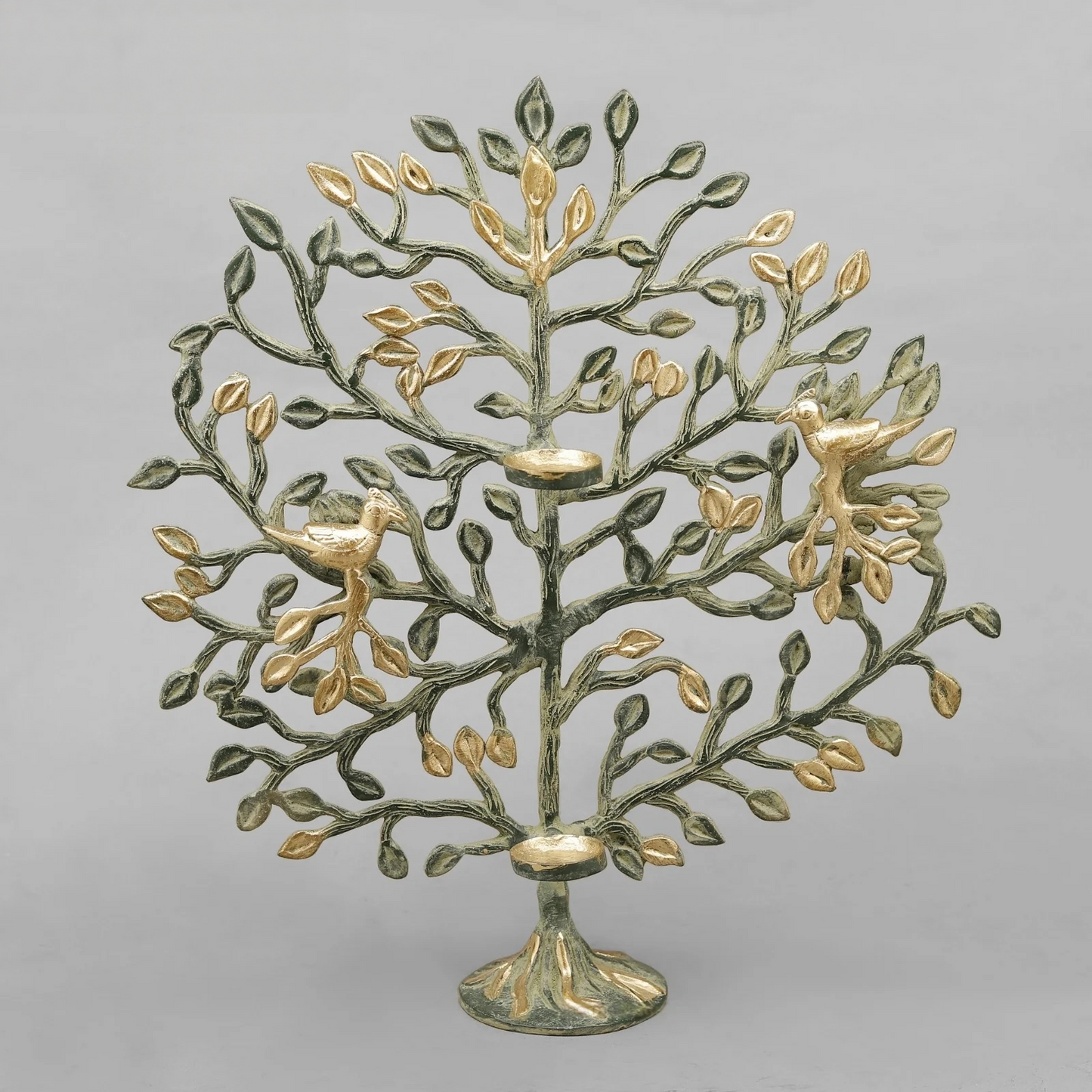 Brassaura® Tree of Life with Birds Brass Sculpture | Dual-Tone Artistic Finish | Height 17 Inches & Weight 2.94 Kgs