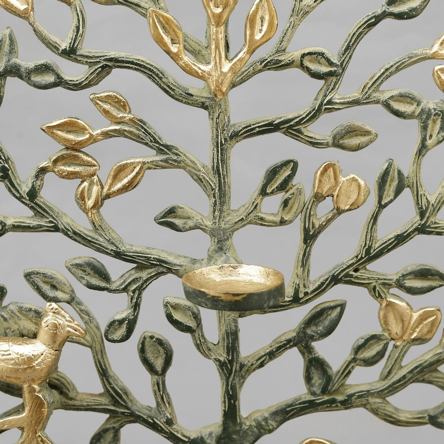 Brassaura® Brass Tree of Life Tealight Holder with Birds | Decorative Brass Candle Stand for Home Décor, Living Room, Meditation Space & Gifting | 17 Inches | 2.94 Kg