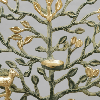 Brassaura® Brass Tree of Life Tealight Holder with Birds | Decorative Brass Candle Stand for Home Décor, Living Room, Meditation Space & Gifting | 17 Inches | 2.94 Kg