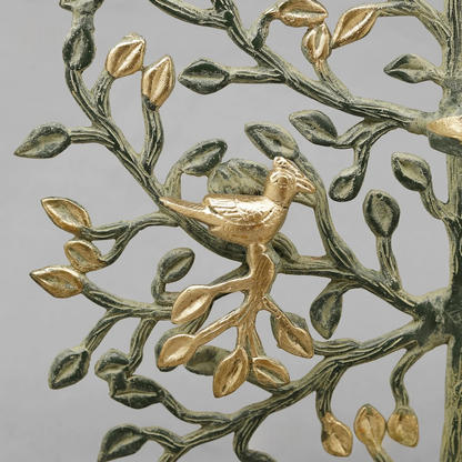 Brassaura® Brass Tree of Life Tealight Holder with Birds | Decorative Brass Candle Stand for Home Décor, Living Room, Meditation Space & Gifting | 17 Inches | 2.94 Kg