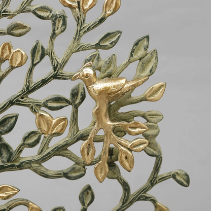Brassaura® Tree of Life with Birds Brass Sculpture | Dual-Tone Artistic Finish | Height 17 Inches & Weight 2.94 Kgs