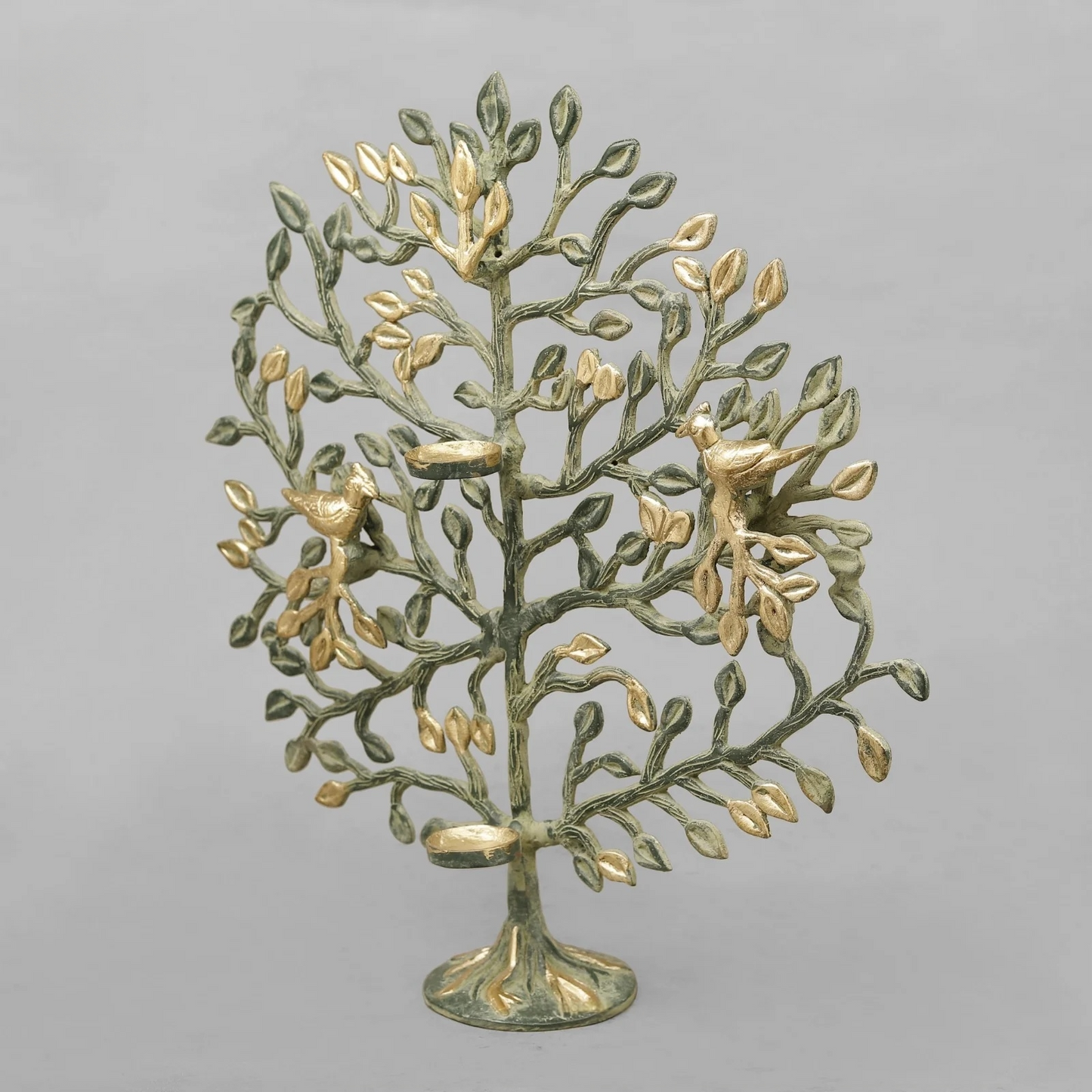 Brassaura® Tree of Life with Birds Brass Sculpture | Dual-Tone Artistic Finish | Height 17 Inches & Weight 2.94 Kgs