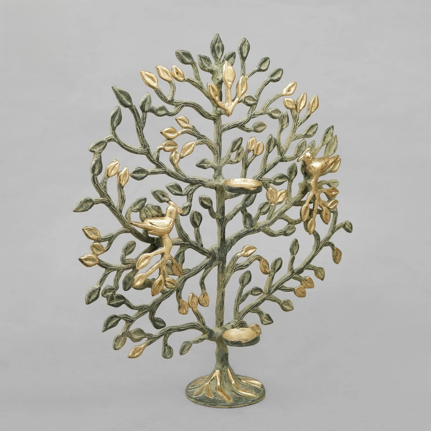 Brassaura® Tree of Life with Birds Brass Sculpture | Dual-Tone Artistic Finish | Height 17 Inches & Weight 2.94 Kgs