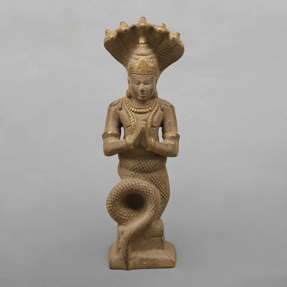Brassaura® Brass Naga Devta Idol | Sacred Serpent Deity Statue with Sheshnag Canopy | Traditional Brass Sculpture for Home Temple, Spiritual Décor & Gifting | 9.5 Inches | 1.88 Kg