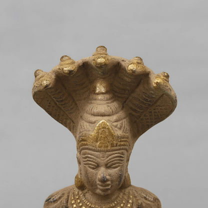 Brassaura® Brass Naga Devta Idol | Sacred Serpent Deity Statue with Sheshnag Canopy | Traditional Brass Sculpture for Home Temple, Spiritual Décor & Gifting | 9.5 Inches | 1.88 Kg