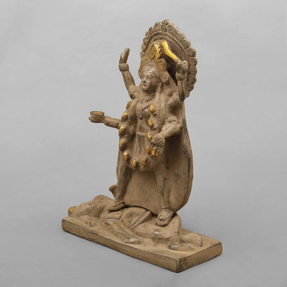 Brassaura® Brass Maa Kali Statue | Handcrafted Premium Brass Kali Mata Murti for Home Temple, Pooja & Spiritual Décor | Antique Green & Gold Finish | 10.5 Inches | 3.64 Kg