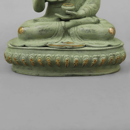ब्रासोरा® वृंदावन वेणुगोपाल कृष्ण पीतल की प्रतिमा मोर के साथ | एंटीक नीला और सुनहरा रंग | ऊँचाई 20 इंच