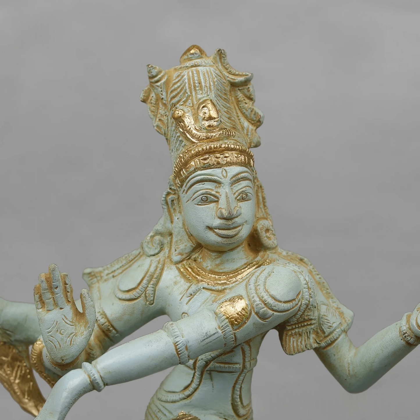 Brassaura® Brass Nataraja (Dancing Lord Shiva) Statue | Handcrafted Premium Brass Shiva Tandava Murti for Home Temple, Office & Spiritual Décor | Antique White & Gold Finish | 12.5 Inches | 3.8 Kg