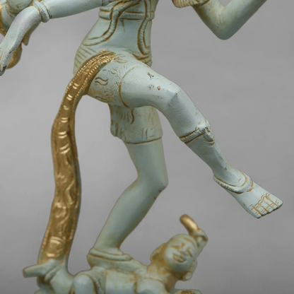 Brassaura® Brass Nataraja (Dancing Lord Shiva) Statue | Handcrafted Premium Brass Shiva Tandava Murti for Home Temple, Office & Spiritual Décor | Antique White & Gold Finish | 12.5 Inches | 3.8 Kg