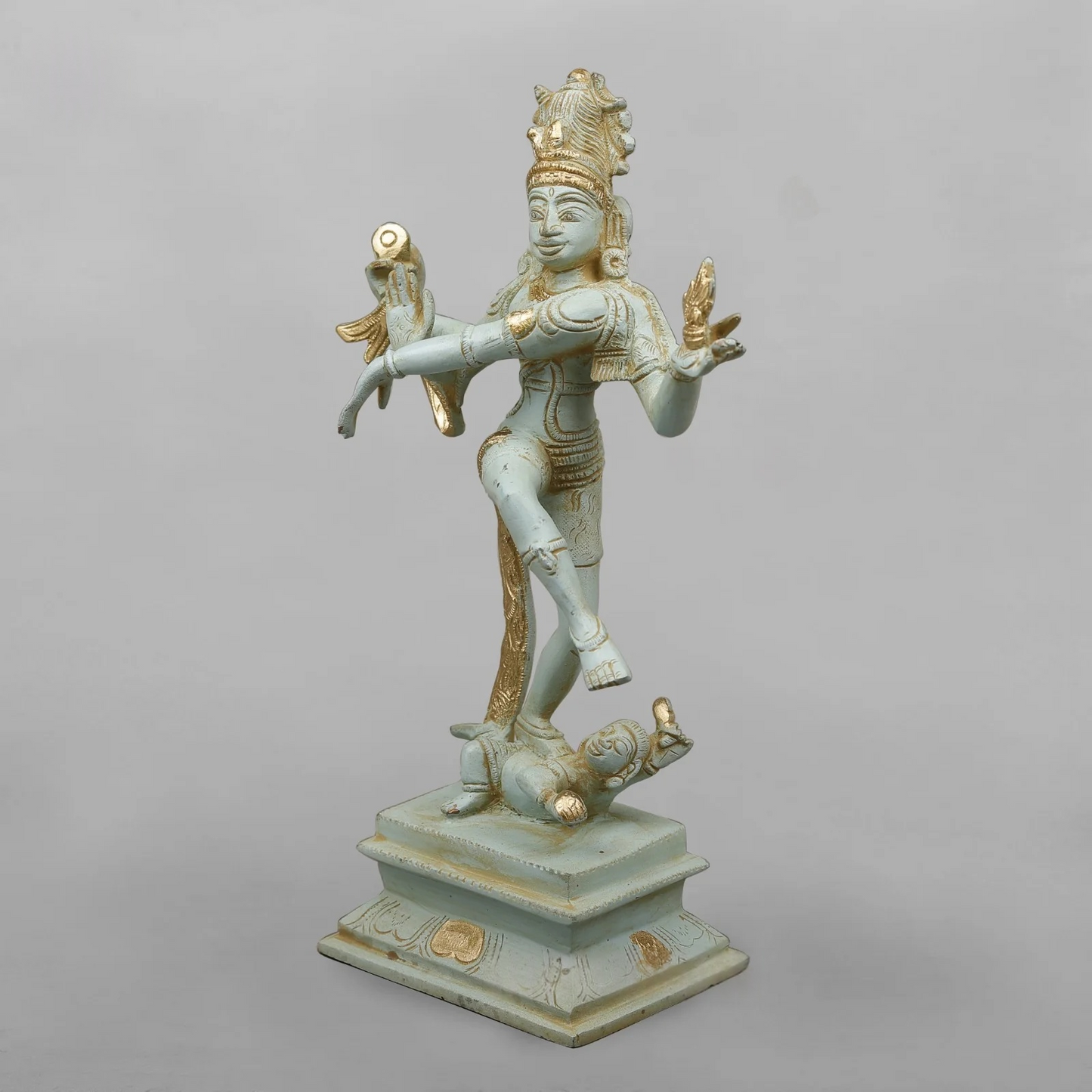 Brassaura® Brass Nataraja (Dancing Lord Shiva) Statue | Handcrafted Premium Brass Shiva Tandava Murti for Home Temple, Office & Spiritual Décor | Antique White & Gold Finish | 12.5 Inches | 3.8 Kg