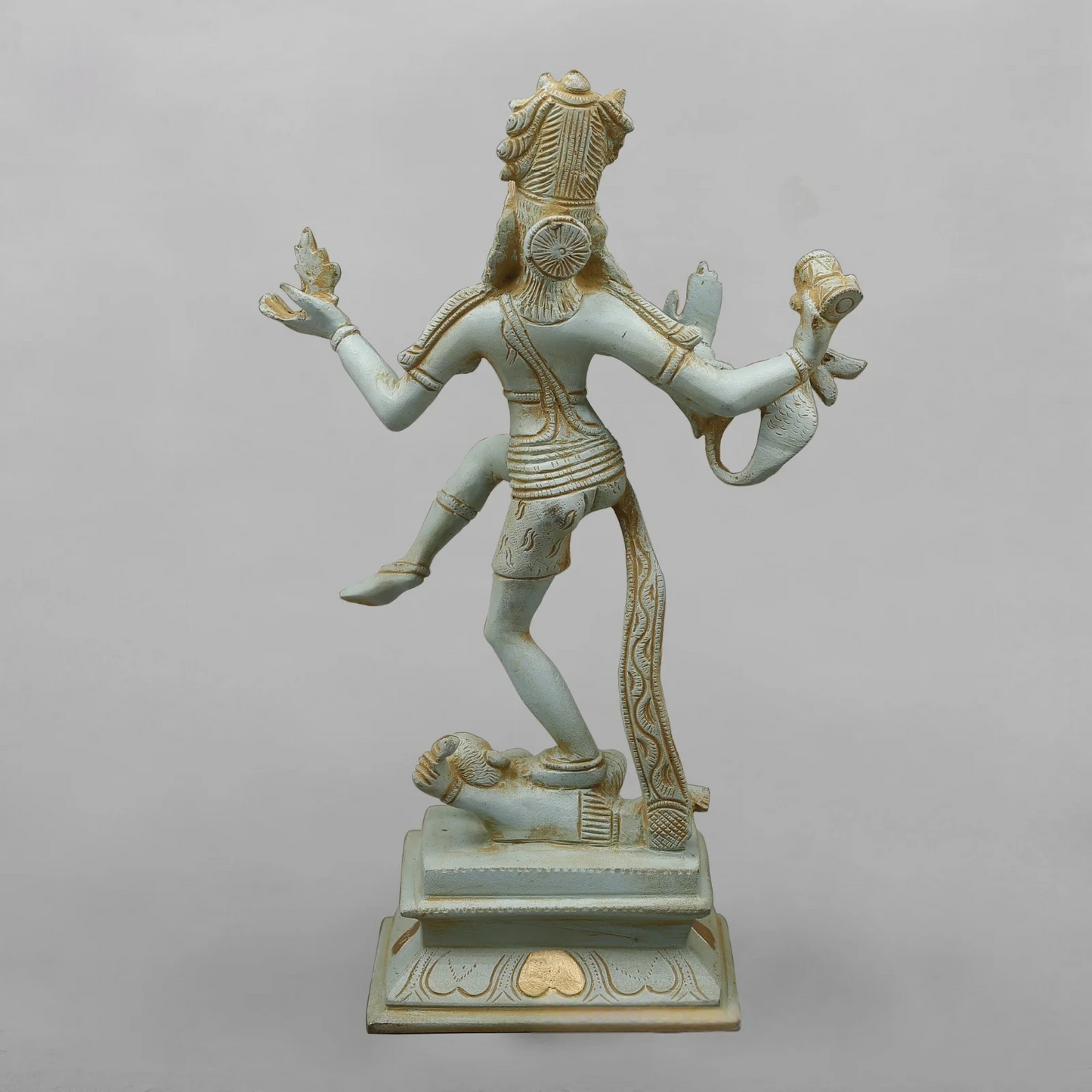 Brassaura® Brass Nataraja (Dancing Lord Shiva) Statue | Handcrafted Premium Brass Shiva Tandava Murti for Home Temple, Office & Spiritual Décor | Antique White & Gold Finish | 12.5 Inches | 3.8 Kg