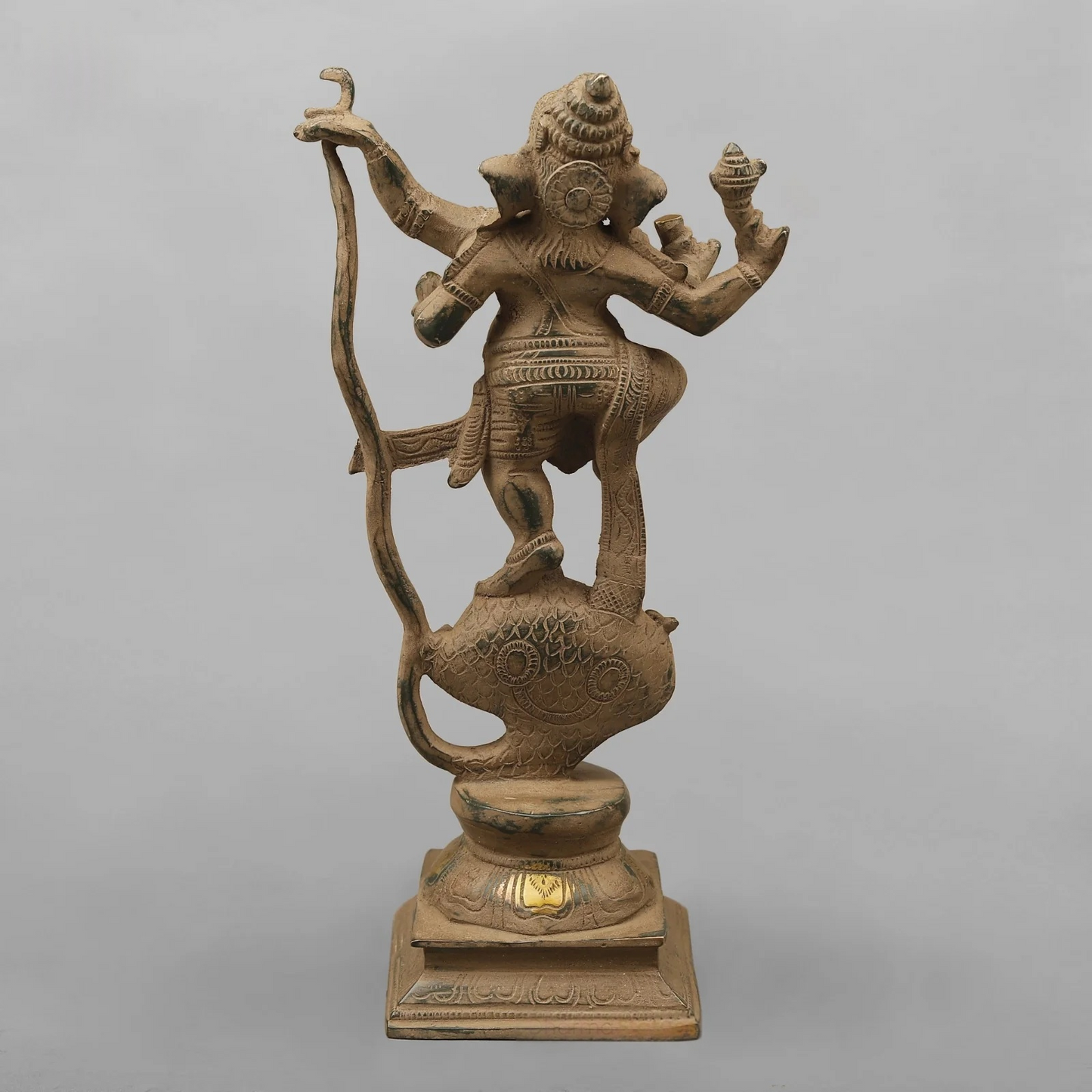 Brassaura® Brass Dancing Lord Ganesha with Serpent Arch | Handcrafted Premium Brass Ganpati Murti for Home Temple, Office & Spiritual Décor | Antique Finish | 12.5 Inches | 3.76 Kg
