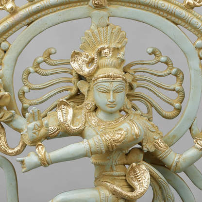 Brassaura® Brass Nataraja Shiva Statue | Handcrafted Dancing Lord Shiva Idol for Home Temple, Living Room & Office Décor | Antique Dual Tone Finish | Premium Brass Murti | 21 Inches | 10.72 Kg