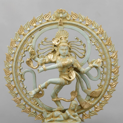Brassaura® Brass Nataraja Shiva Statue | Handcrafted Dancing Lord Shiva Idol for Home Temple, Living Room & Office Décor | Antique Dual Tone Finish | Premium Brass Murti | 21 Inches | 10.72 Kg