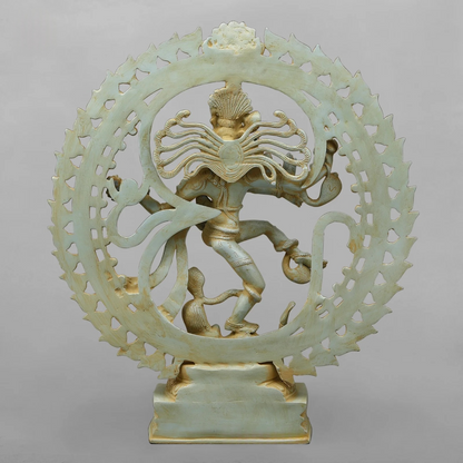 Brassaura® Brass Nataraja Shiva Statue | Handcrafted Dancing Lord Shiva Idol for Home Temple, Living Room & Office Décor | Antique Dual Tone Finish | Premium Brass Murti | 21 Inches | 10.72 Kg