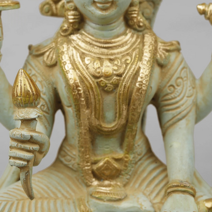 Brassaura® Brass Lord Vishnu Idol | Seated Vishnu Murti on Sheshnag with Intricate Traditional Detailing | Sacred Brass Sculpture for Home Temple, Spiritual Décor & Gifting | 13 Inches | 7.7 Kg