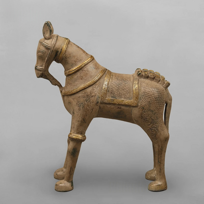 Brassaura® Brass Horse Statue | Decorative Standing Horse Figurine with Traditional Handcrafted Detailing | Premium Brass Sculpture for Home Décor, Office, Vastu & Gifting | 12.5 Inches | 5.08 Kg